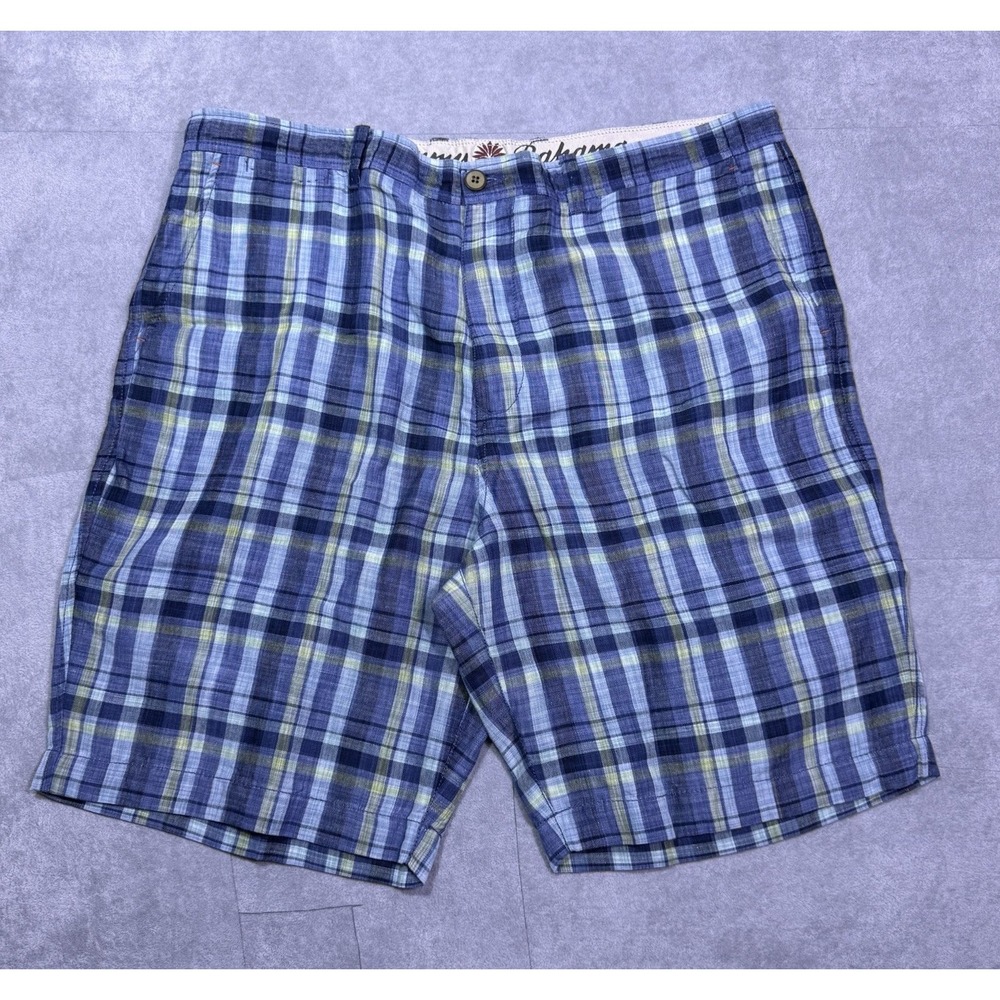 Tommy Bahama Shorts Mens 38 Linen Tencel Plaid Normcore Dadcore Athleisure Golf